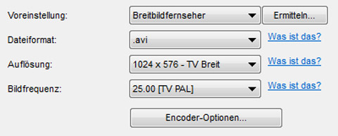 Exporteinstellungen