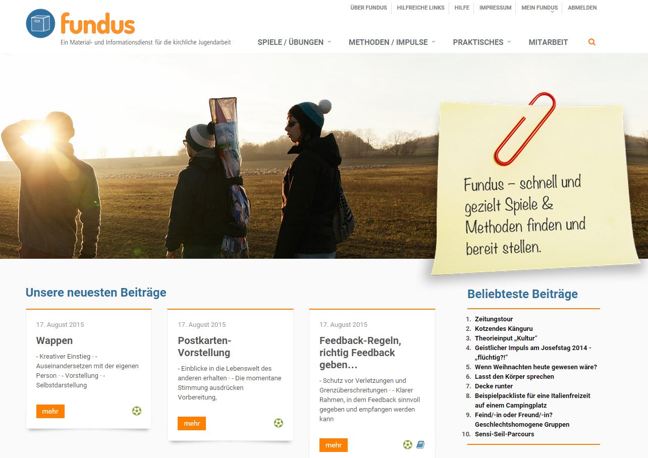 Screenshot Website fundus-jugendarbeit