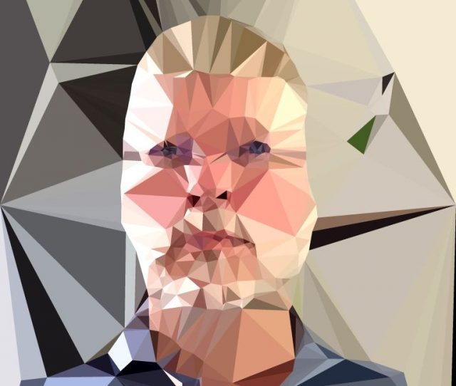 Foto von Gesicht des Autors in Polygonbild verwandelt