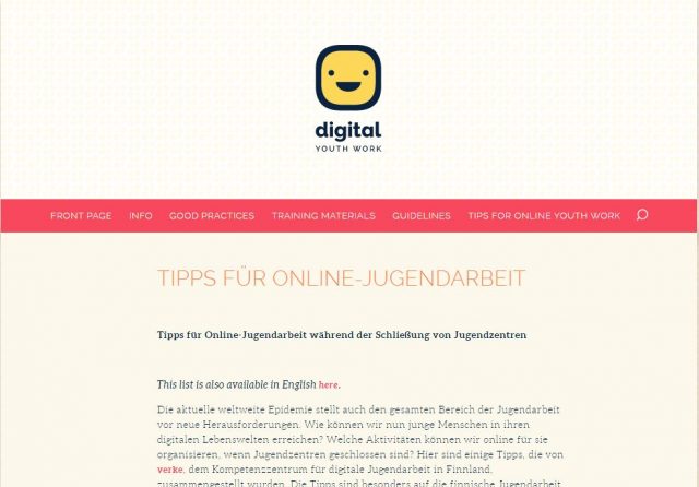 Screenshot digitalyouthwork.eu