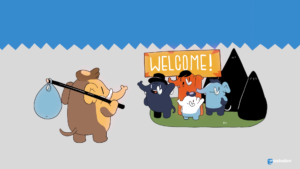 Titelgrafik von Mastodon mit winkenden Mammuts