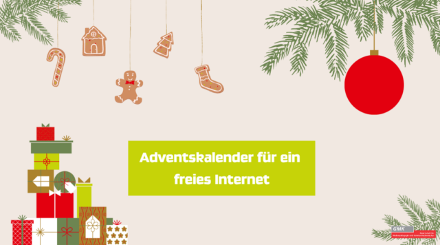 Adventskalender-Titelbild mit Plätzchen und Tannenzweigen